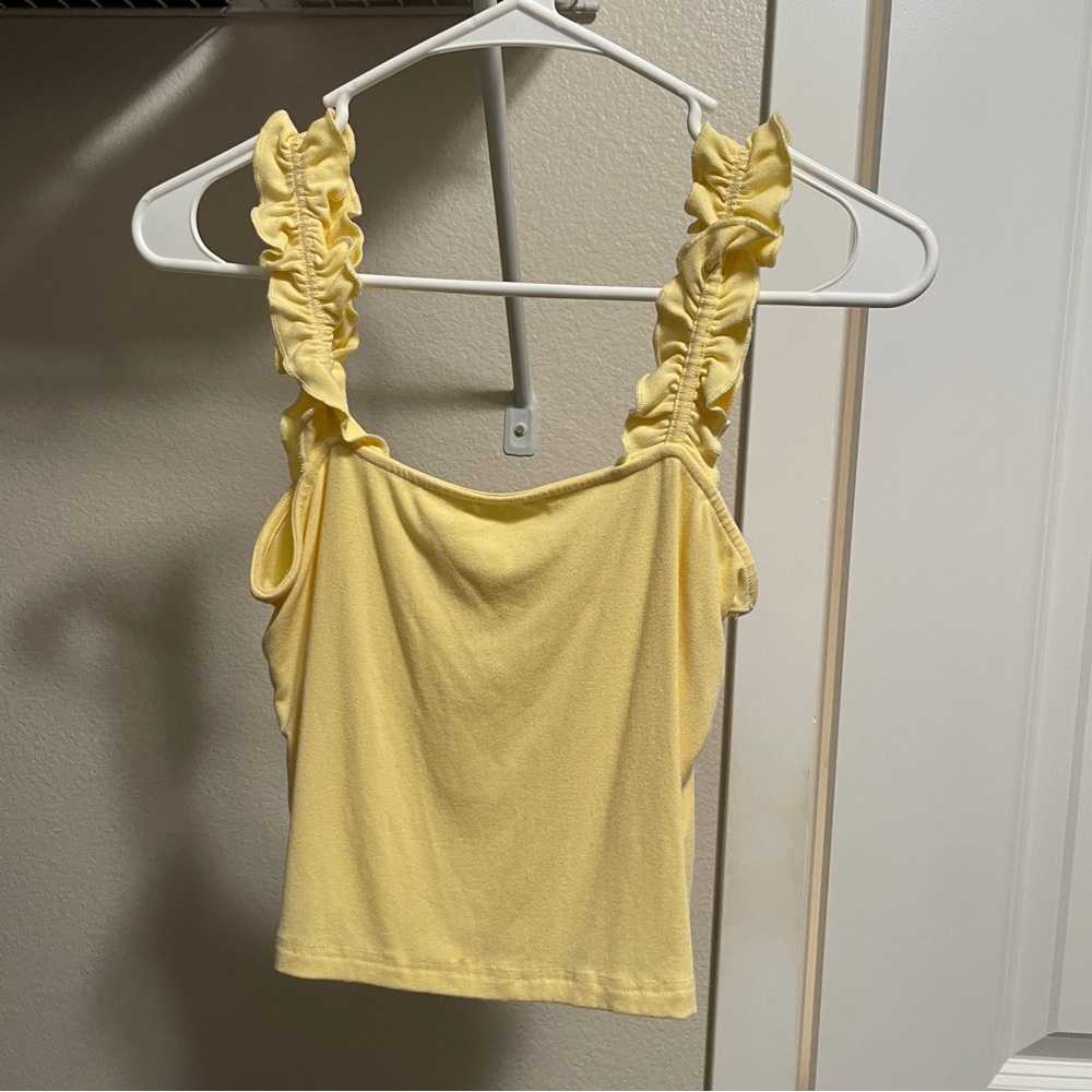 Butter Yellow Ruffled Strap Women’s Top